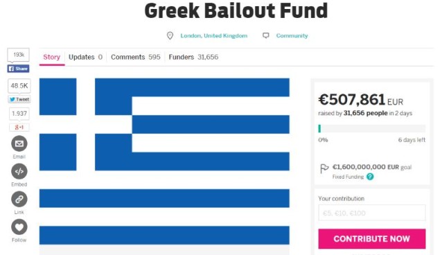 Campaña de crowdfunding para pagar la deuda griega